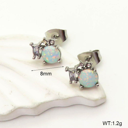 6E4004307bhjl-700  316 SS Czech Stones & Synthetic Opal & Zircon,Handmade Polished  Stainless Steel Earrings