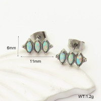 6E4004309vhnv-700  SS 316  Synthetic Opal ,Handmade Polished  Stainless Steel Earrings