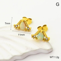 6E4004312ahlv-700  316 SS Czech Stones & Synthetic Opal ,Handmade Polished  Stainless Steel Earrings