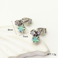 6E4004317vhmv-700  316 SS Czech Stones & Synthetic Opal ,Handmade Polished  Stainless Steel Earrings