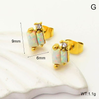 6E4004320vhnv-700  SS 316  Czech Stones & Synthetic Opal ,Handmade Polished  Stainless Steel Earrings