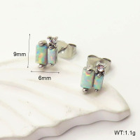 6E4004321ahlv-700  SS 316  Czech Stones & Synthetic Opal ,Handmade Polished  Stainless Steel Earrings