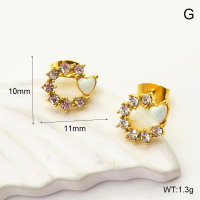 6E4004322vhnv-700  SS 316  Czech Stones & Synthetic Opal ,Handmade Polished  Stainless Steel Earrings