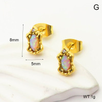 6E4004324vhkl-700  SS 316  Czech Stones & Synthetic Opal ,Handmade Polished  Stainless Steel Earrings