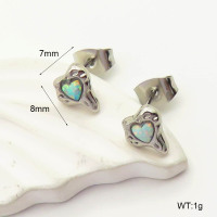 6E4004327bhia-700  316 SS Synthetic Opal ,Handmade Polished  Stainless Steel Earrings