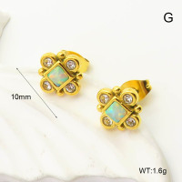 6E4004342ahlv-106D  SS 316  Czech Stones & Synthetic Opal ,Handmade Polished  Stainless Steel Earrings