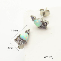 6E4004347vhkb-106D  316 SS Czech Stones & Synthetic Opal & Zircon,Handmade Polished  Stainless Steel Earrings