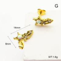 6E4004348ahlv-106D  SS 316  Czech Stones & Synthetic Opal ,Handmade Polished  Stainless Steel Earrings