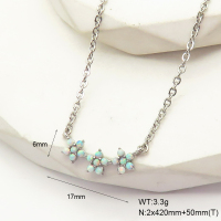 6N4004244vhom-G034  SS 316  Synthetic Opal ,Handmade Polished  Stainless Steel Necklace