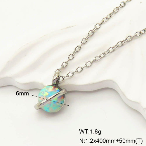 6N4004248ahjb-700  316 SS Synthetic Opal ,Handmade Polished  Stainless Steel Necklace