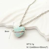 6N4004250ahlv-700  316 SS Synthetic Opal ,Handmade Polished  Stainless Steel Necklace