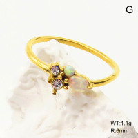 6R4000998vhml-700  6-8#  SS 316  Czech Stones & Synthetic Opal ,Handmade Polished  Stainless Steel Ring