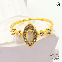 6R4001002vhmv-700  6-8#  316 SS Czech Stones & Synthetic Opal ,Handmade Polished  Stainless Steel Ring