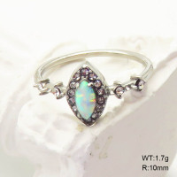 6R4001003ahlv-700  6-8#  SS 316  Czech Stones & Synthetic Opal ,Handmade Polished  Stainless Steel Ring