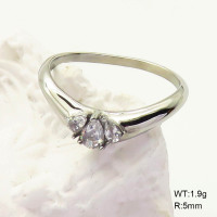 6R4001005ahjb-700   6-8#  SS 316  Zircon,Handmade Polished  Stainless Steel Ring