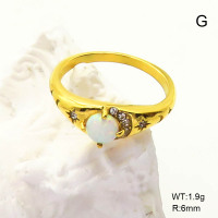 6R4001006vhmv-106D  6-8#  SS 316  Czech Stones & Synthetic Opal ,Handmade Polished  Stainless Steel Ring