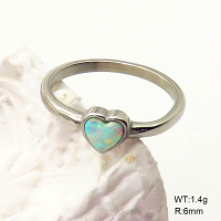 6R4001009ahjb-106D  6-8#  SS 316 Synthetic Opal ,Handmade Polished  Stainless Steel Ring