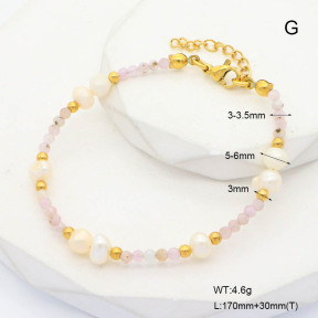 6B4002952ahjb-908  Kunzite & Cultured Freshwater Pearls  Stainless Steel Bracelet