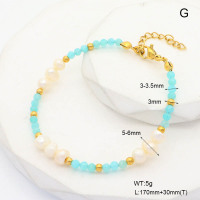 6B4002954ahlv-908  Amazonite & Cultured Freshwater Pearls  Stainless Steel Bracelet