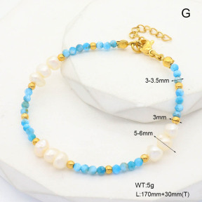 6B4002956ahlv-908  Apatite & Cultured Freshwater Pearls  Stainless Steel Bracelet