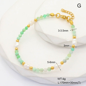 6B4002960vhkb-908  Australian Jade & Cultured Freshwater Pearls  Stainless Steel Bracelet