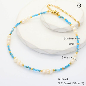 6N4004266aija-908  Apatite & Cultured Freshwater Pearls  Stainless Steel Necklace