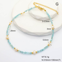 6N4004268vihb-908  Light Apatite & Cultured Freshwater Pearls  Stainless Steel Necklace