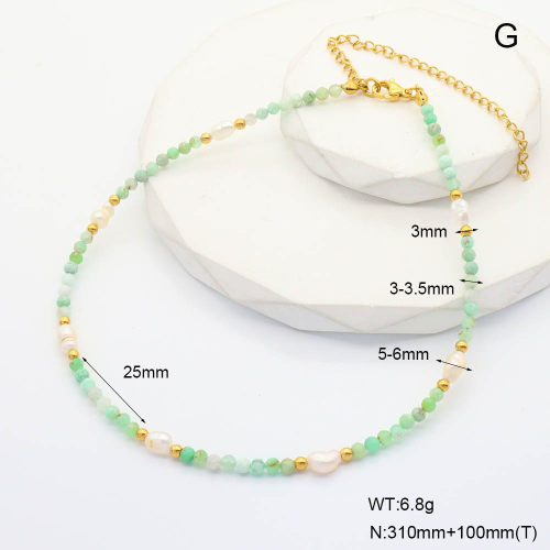 6N4004270biib-908  Australian Jade & Cultured Freshwater Pearls  Stainless Steel Necklace