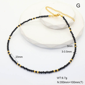 6N4004278ahpv-908  Black Agate  Stainless Steel Necklace