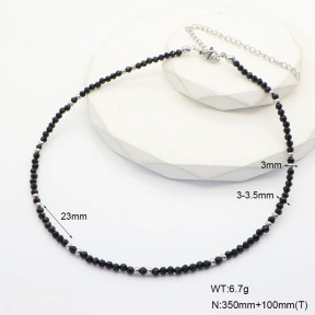 6N4004279vhov-908  Black Agate  Stainless Steel Necklace