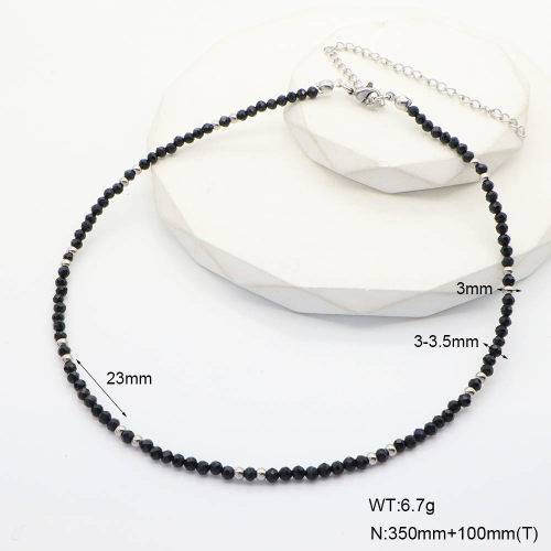 6N4004279vhov-908  Black Agate  Stainless Steel Necklace