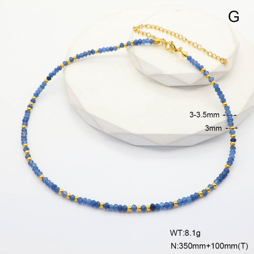 6N4004282aivb-908  Dark Blue Jade  Stainless Steel Necklace