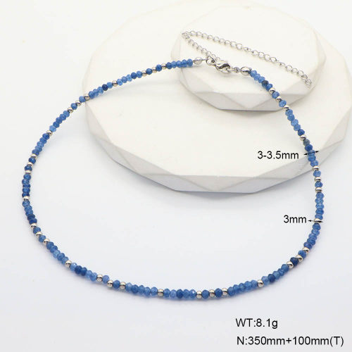 6N4004283ahpv-908  Dark Blue Jade  Stainless Steel Necklace