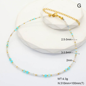 6N4004284vihb-908  Morganite & Amazonite  Stainless Steel Necklace