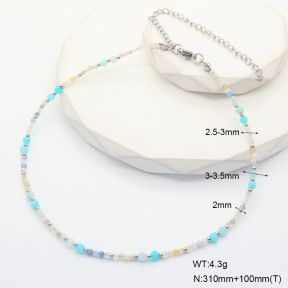 6N4004285aivb-908  Morganite & Amazonite  Stainless Steel Necklace