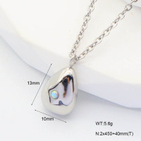 6N4004289bbpo-G034  SS 316  Synthetic Opal ,Handmade Polished  Stainless Steel Necklace