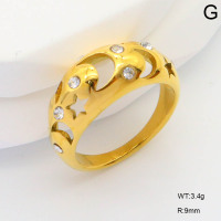 GER001057bhia-066  6-8#  Czech Stones,Handmade Polished  Stainless Steel Ring