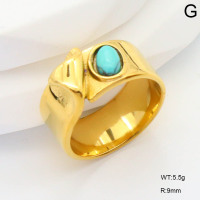 GER001063vhha-066  6-8#  Synthetic Turquoise,Handmade Polished  Stainless Steel Ring