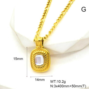 GEN001400vhha-066  Zircon,Handmade Polished  Stainless Steel Necklace