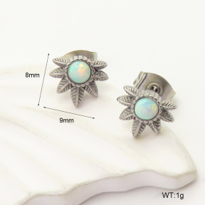 6E4004191vhha-106D  316 SS Synthetic Opal ,Handmade Polished  Stainless Steel Earrings