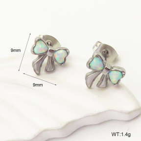 6E4004193vhmv-106D  316 SS Synthetic Opal ,Handmade Polished  Stainless Steel Earrings