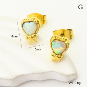 6E4004194vhkb-106D  316 SS Synthetic Opal ,Handmade Polished  Stainless Steel Earrings