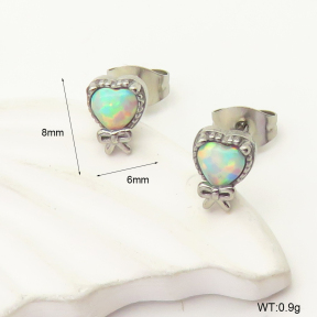 6E4004195bhia-106D  316 SS Synthetic Opal ,Handmade Polished  Stainless Steel Earrings