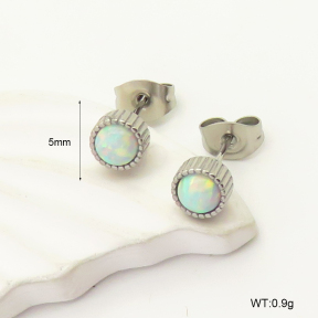 6E4004197bhva-106D  316 SS Synthetic Opal ,Handmade Polished  Stainless Steel Earrings