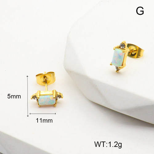 6E4004006ahjb-106D  316 SS Czech Stones & Synthetic Opal ,Handmade Polished  Stainless Steel Earrings