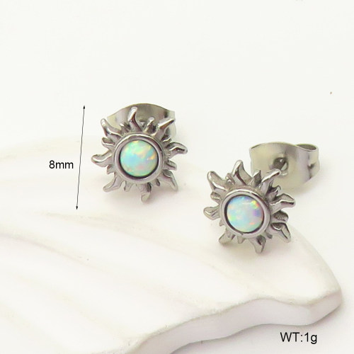 6E4004187bhia-106D  316 SS Synthetic Opal ,Handmade Polished  Stainless Steel Earrings