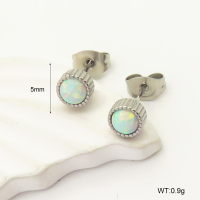 6E4004197bhva-106D  SS 316  Synthetic Opal ,Handmade Polished  Stainless Steel Earrings