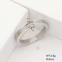 6R4000976bhva-106D  6-8#  316 SS Czech Stones,Handmade Polished  Stainless Steel Ring