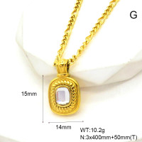 GEN001400vhha-066  Zircon,Handmade Polished  Stainless Steel Necklace