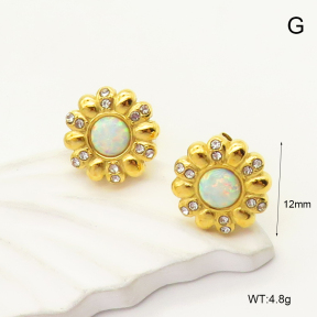 6E4004208vhkb-G034  316 SS Czech Stones & Synthetic Opal ,Handmade Polished  Stainless Steel Earrings